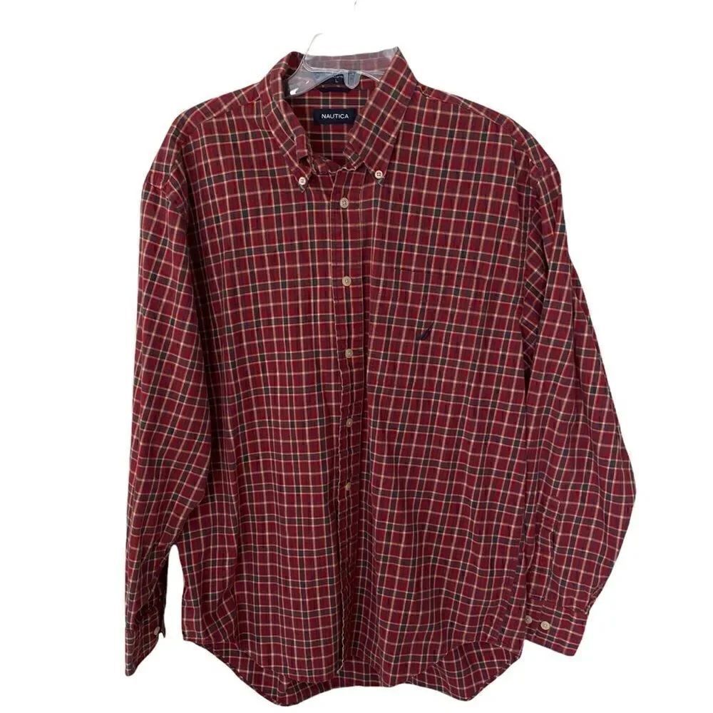 Nautica Mens Button Down Plaid Shirt
